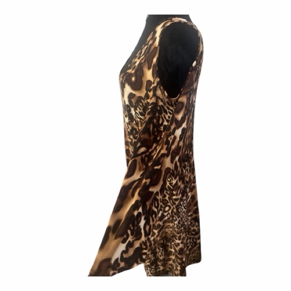 Susan Graver Leopard Print Cold-Shoulder Long Sleeve Dress Women’s Size L - Picture 4 of 7